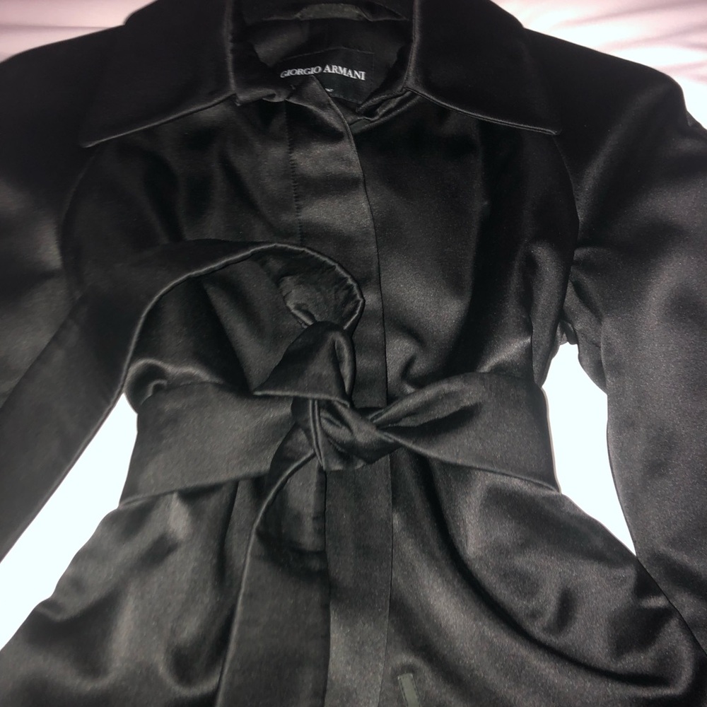 Giorgio Armani Black Satin Formal Jacket